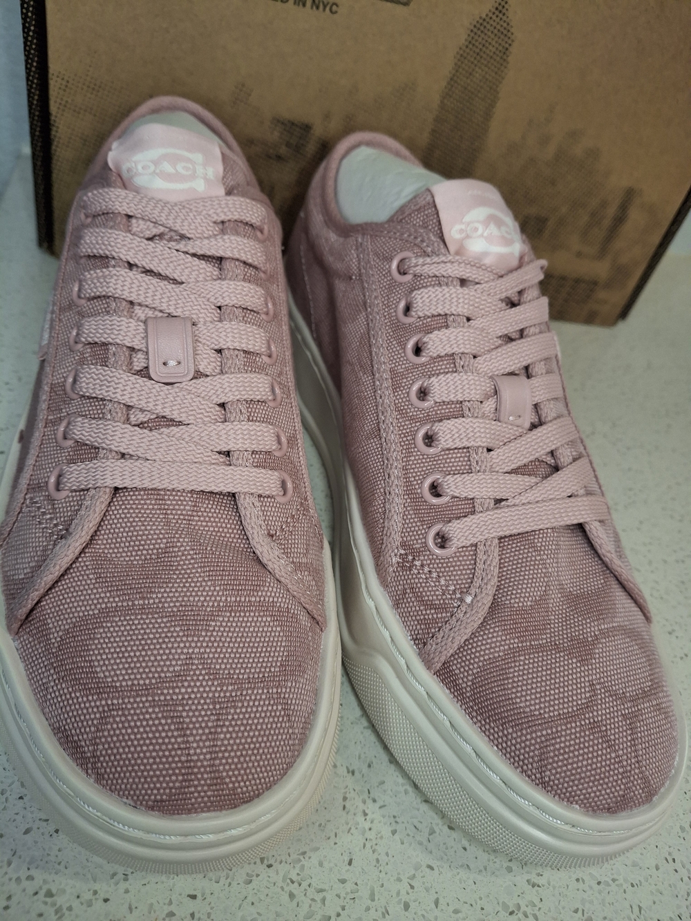 COACH Women's Pink Low-Top Canvas Sneakers